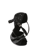 Black Rhinestone Latin High Heel Shoes