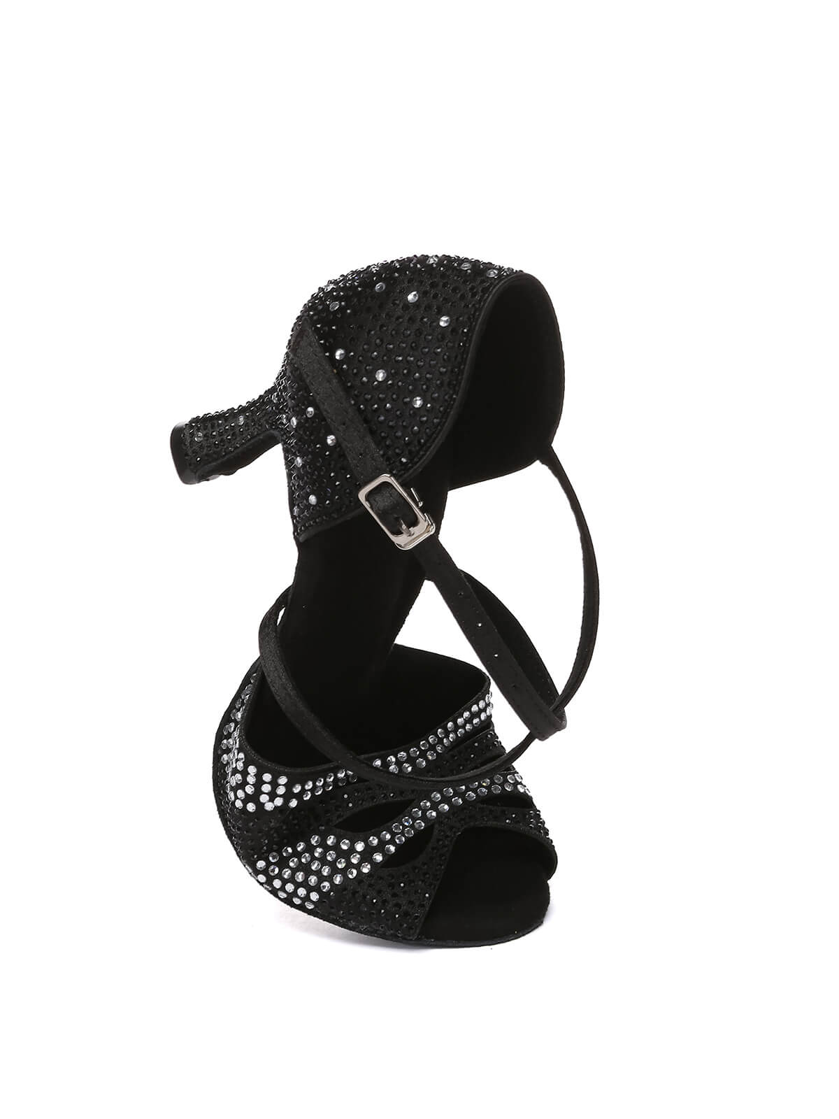 Black Rhinestone Latin High Heel Shoes