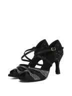 Black Rhinestone Latin High Heel Shoes