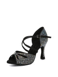 Black Rhinestone Women's Latin Dance Shoes