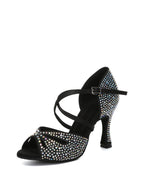 Black Rhinestone Women's Latin Dance Shoes
