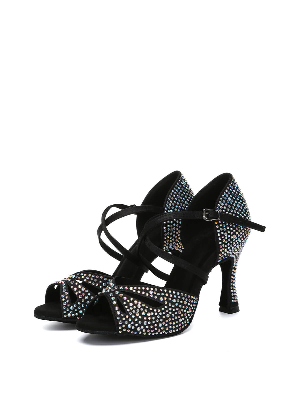 Black Rhinestone Women's Latin Dance Shoes