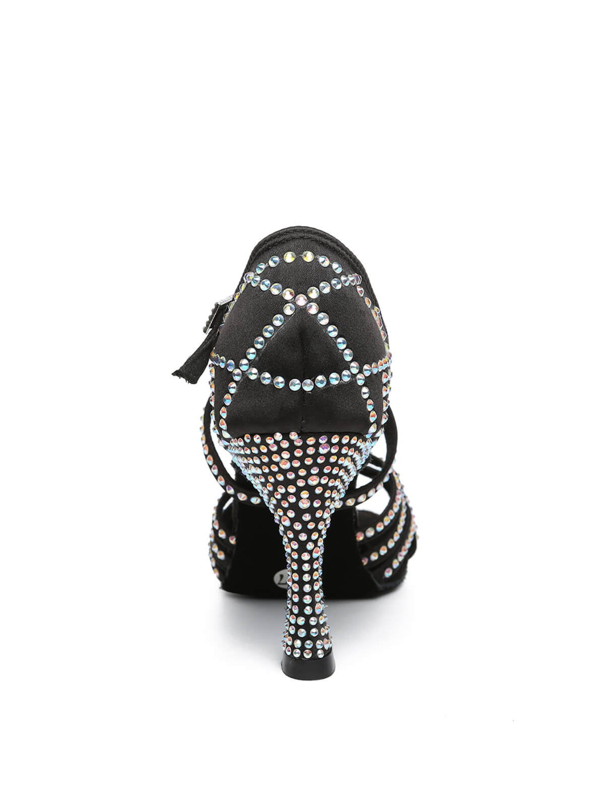 Black Satin Diamond Latin Shoes