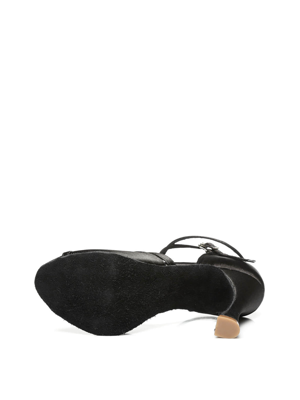 Black Satin Peep Toe Latin Tango Shoes