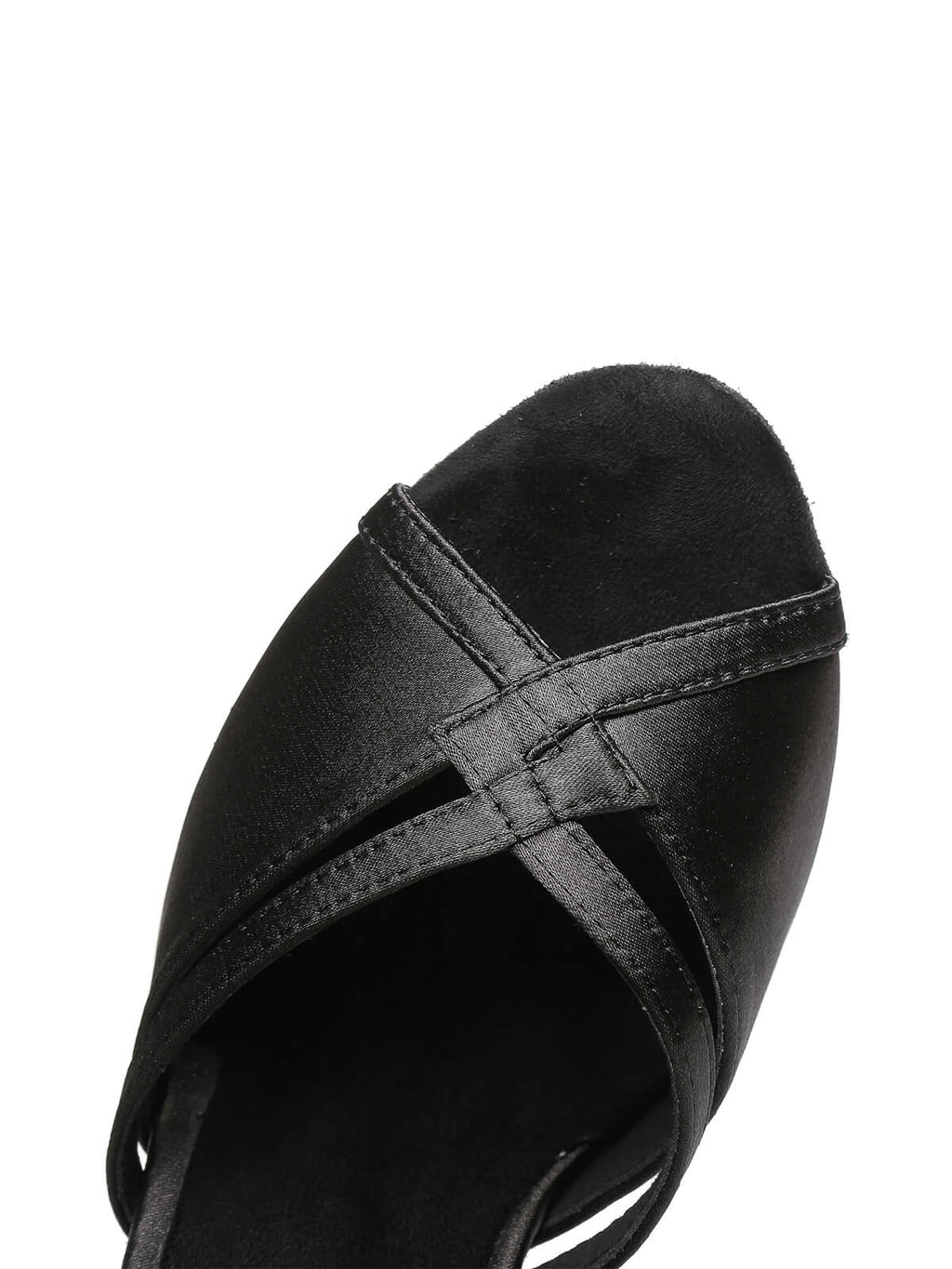 Black Satin Peep Toe Latin Tango Shoes