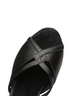 Black Satin Peep Toe Latin Tango Shoes