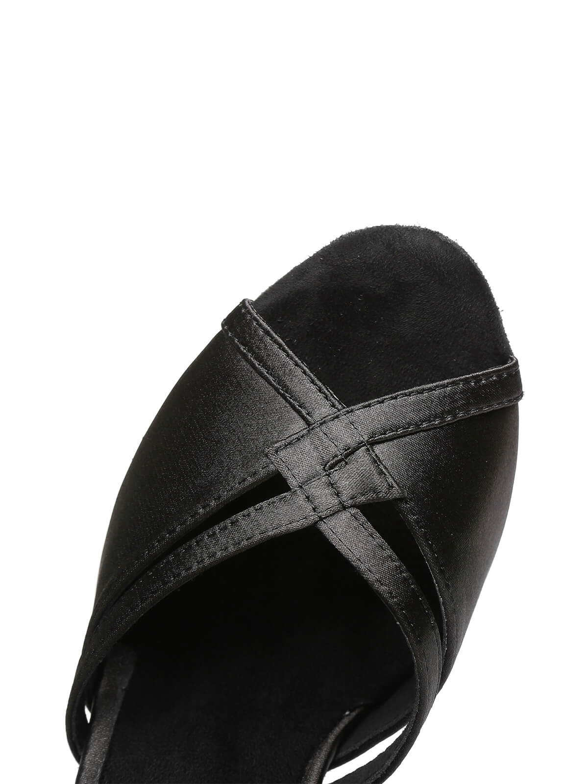 Black Satin Peep Toe Latin Tango Shoes