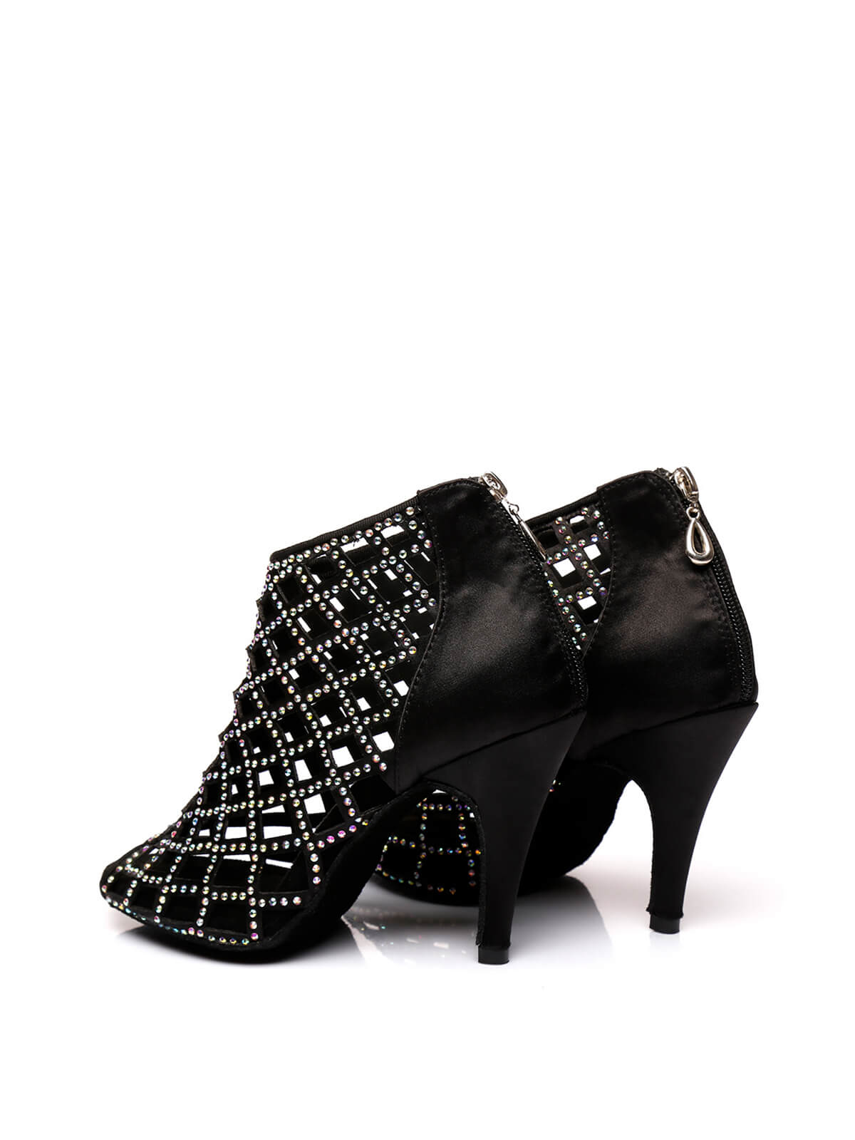 Black Satin With Diamonds Dance Shoes