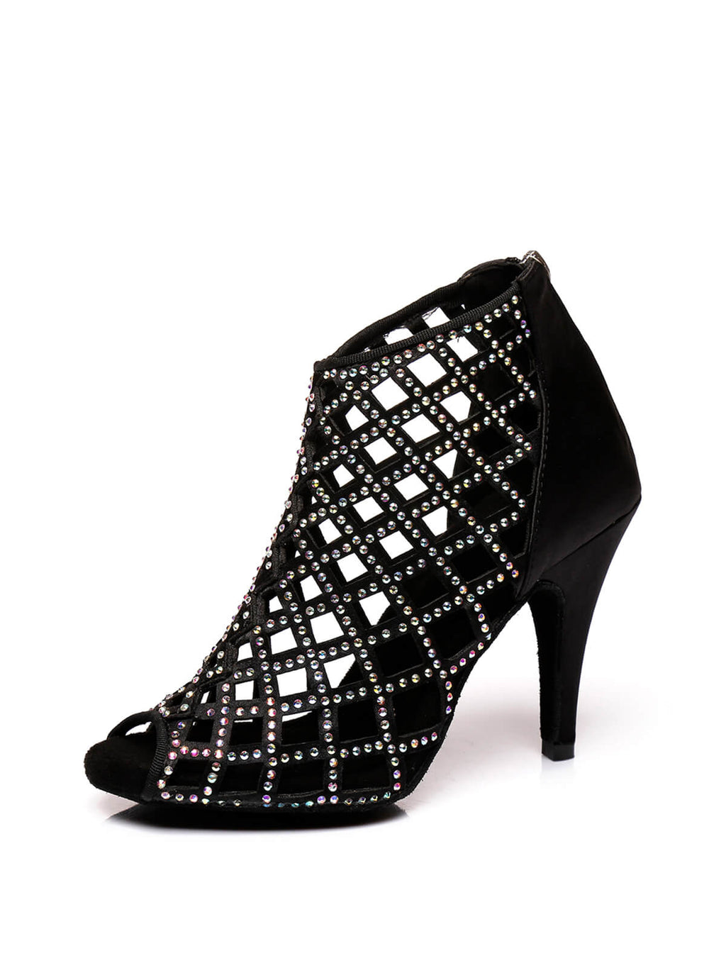 Black Satin With Diamonds Dance Shoes