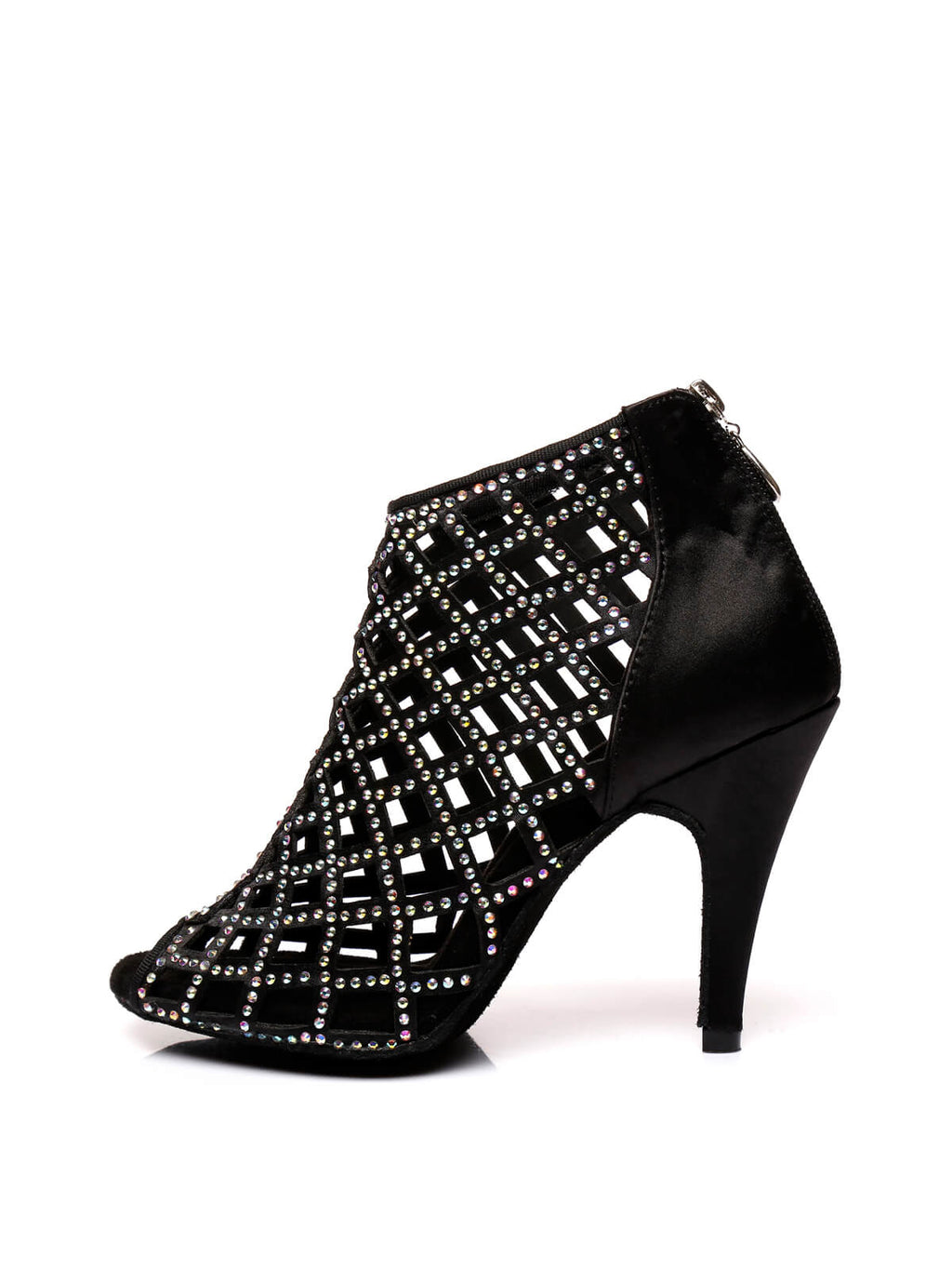 Black Satin With Diamonds Dance Shoes