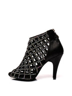 Black Satin With Diamonds Dance Shoes