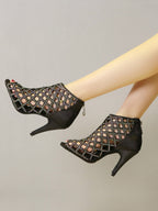 Black Satin With Diamonds Dance Shoes