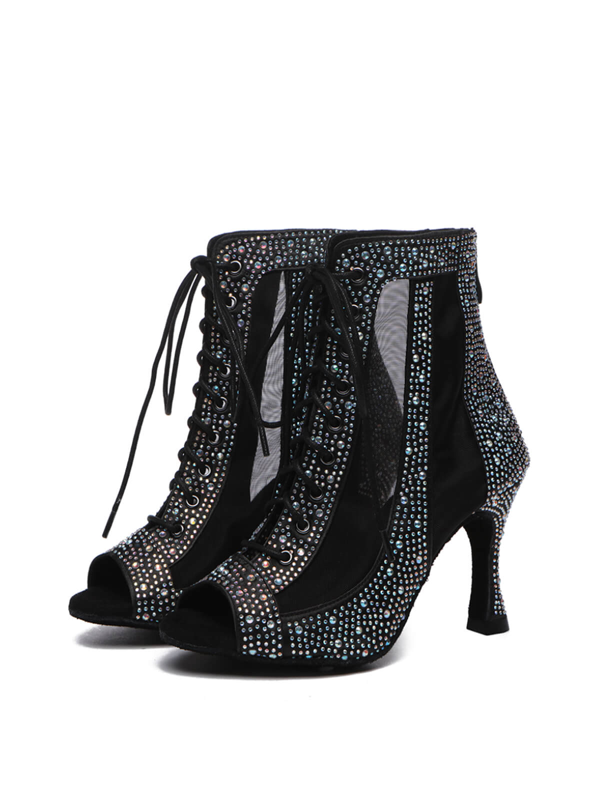 Black Shiny  Rhinestone Heels Dance Shoes
