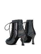 Black Shiny  Rhinestone Heels Dance Shoes