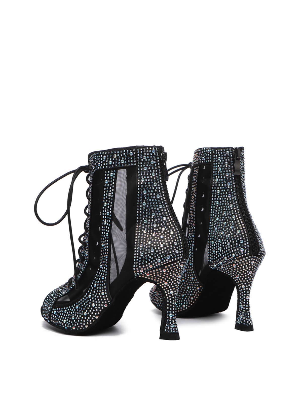 Black Shiny  Rhinestone Heels Dance Shoes