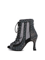 Black Shiny  Rhinestone Heels Dance Shoes
