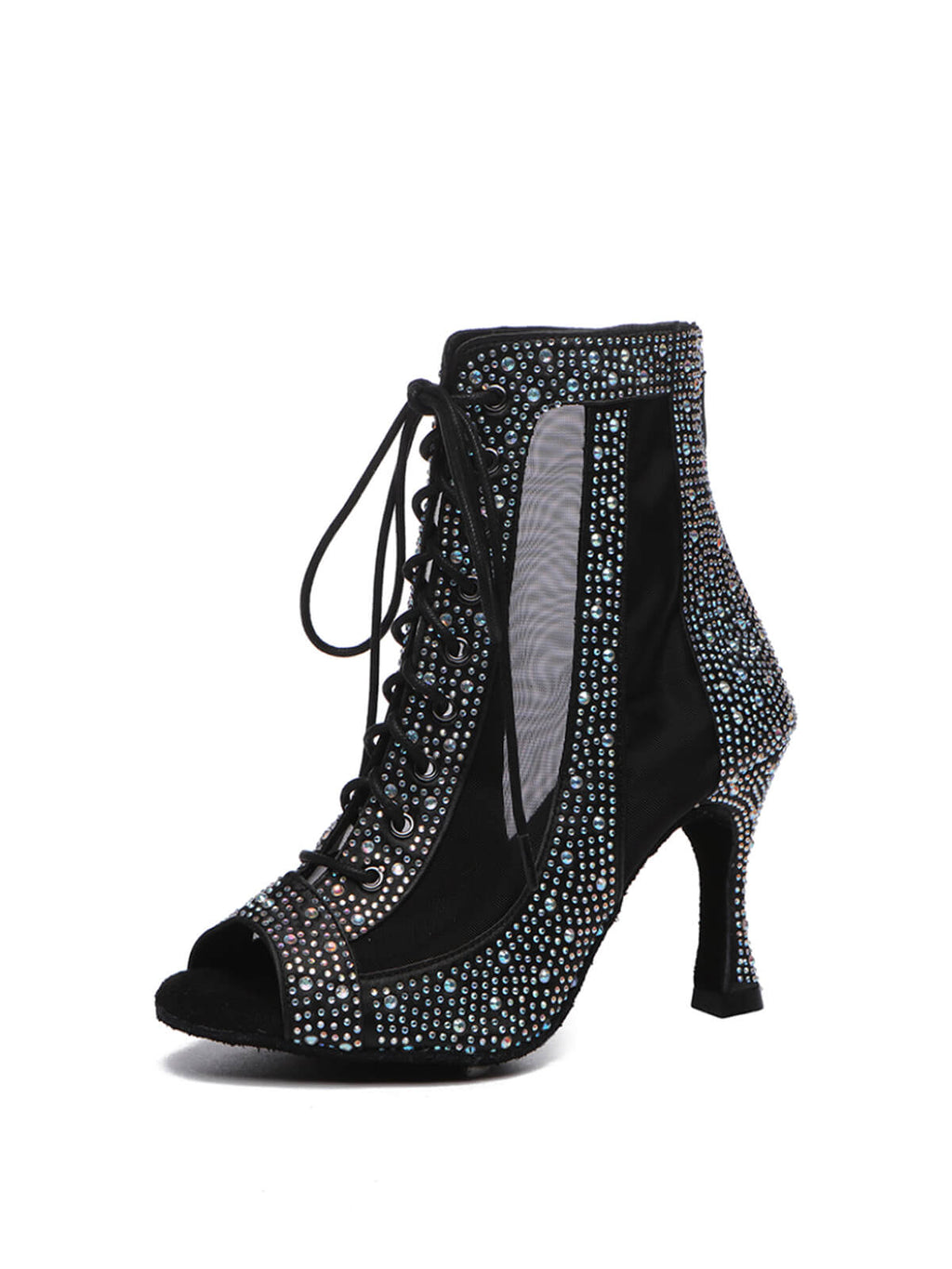 Black Shiny  Rhinestone Heels Dance Shoes