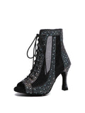 Black Shiny  Rhinestone Heels Dance Shoes