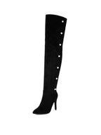 Black Side Buckles Over-the-knee Boots