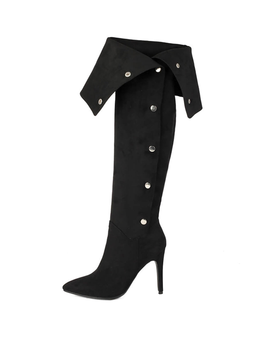 Black Side Buckles Over-the-knee Boots