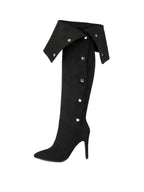 Black Side Buckles Over-the-knee Boots