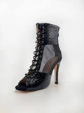 Bottes de danse blanches en maille PU effet serpent