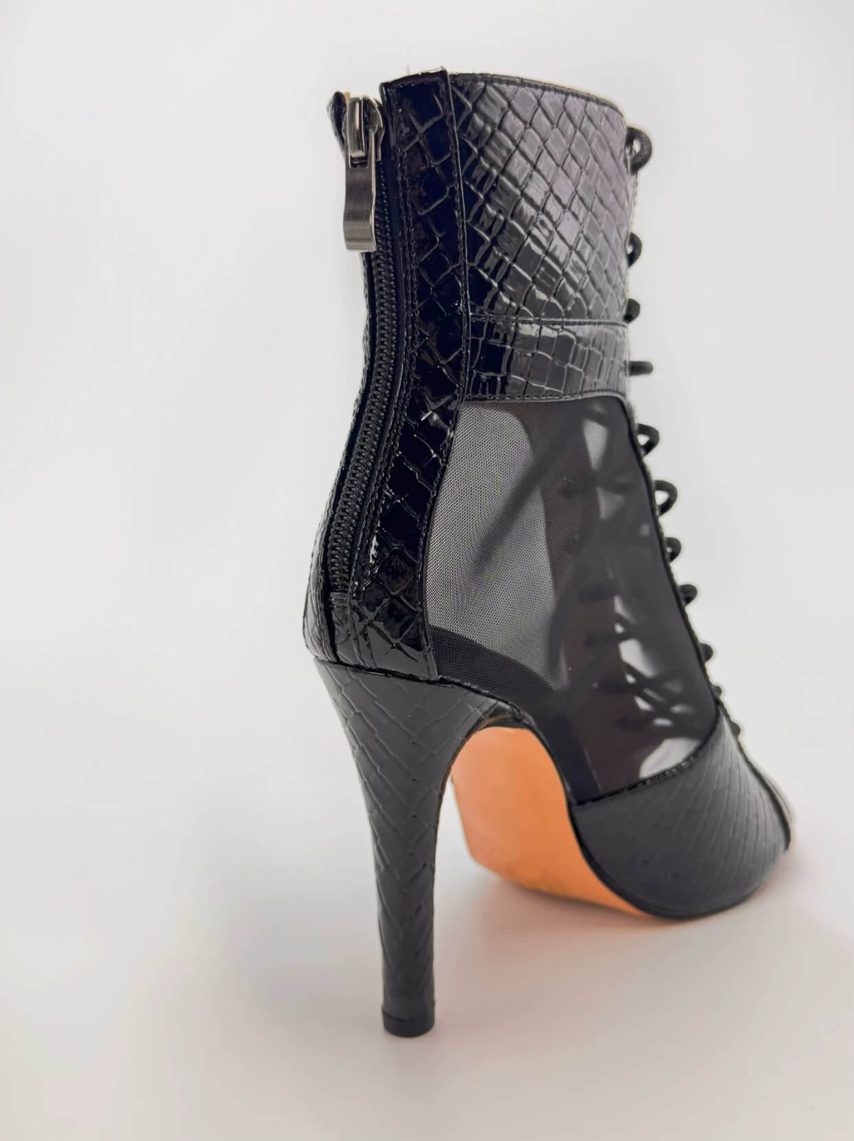 Bottes de danse blanches en maille PU effet serpent