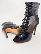 Bottes de danse blanches en maille PU effet serpent