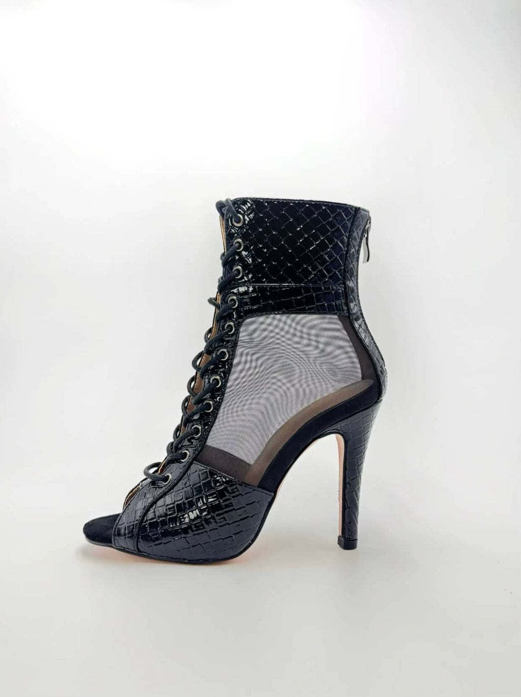 Bottes de danse blanches en maille PU effet serpent