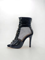 Bottes de danse blanches en maille PU effet serpent