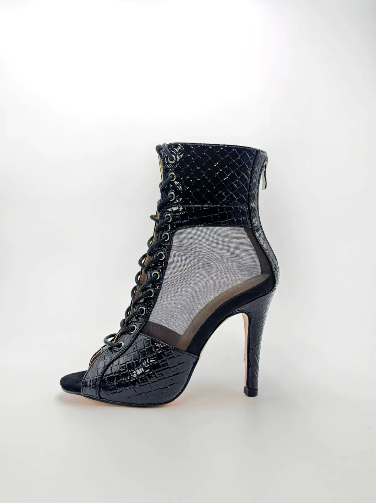 Bottes de danse blanches en maille PU effet serpent