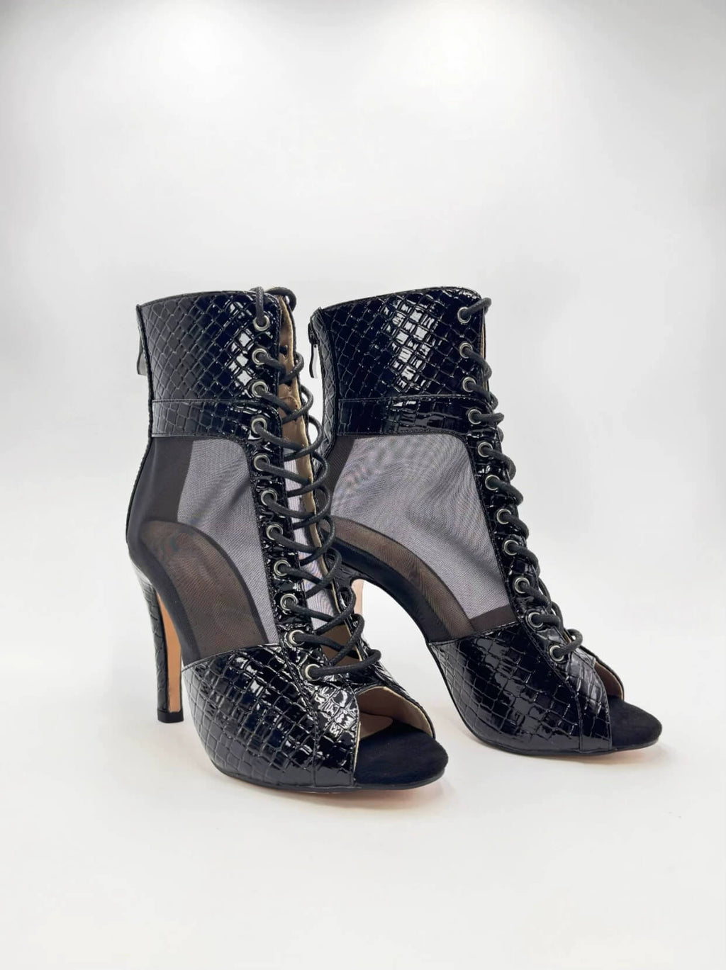 Bottes de danse blanches en maille PU effet serpent