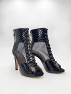 Bottes de danse blanches en maille PU effet serpent