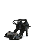 Black Strappy Rhinestone Latin Ballroom Shoes