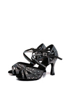 Black Studded With Diamonds Latin Shoes