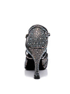 Black Studded With Diamonds Latin Shoes