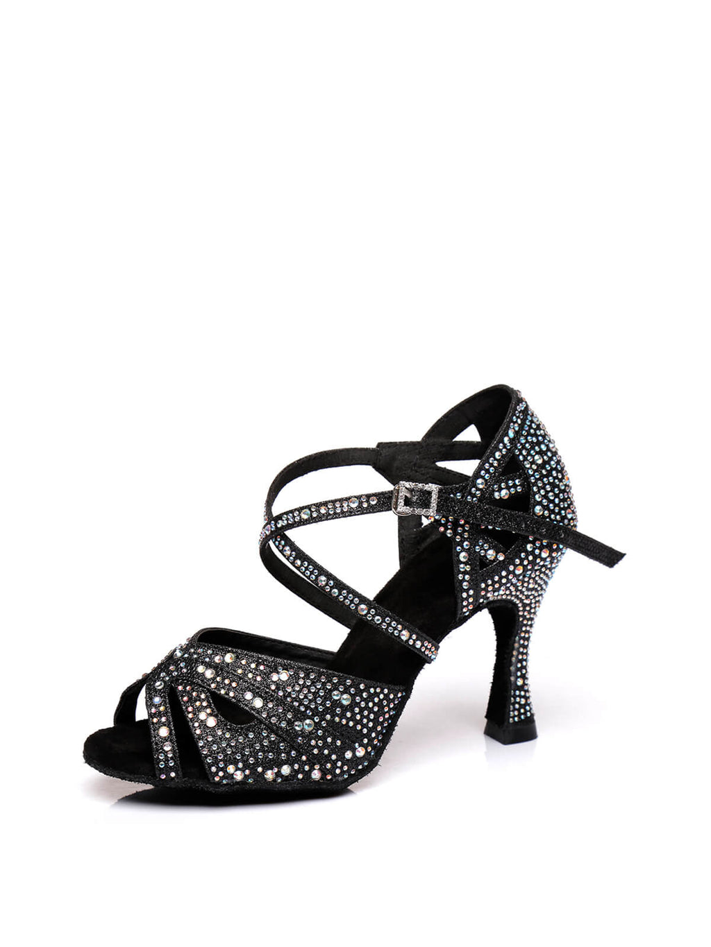 Black Studded With Diamonds Latin Shoes