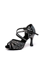 Black Studded With Diamonds Latin Shoes