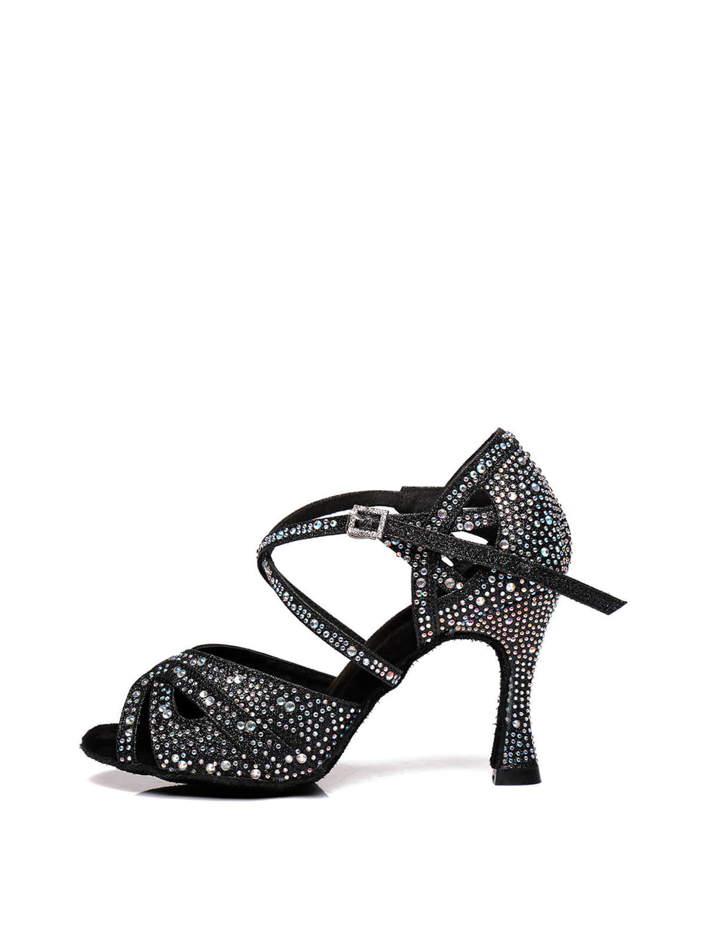 Black Studded With Diamonds Latin Shoes