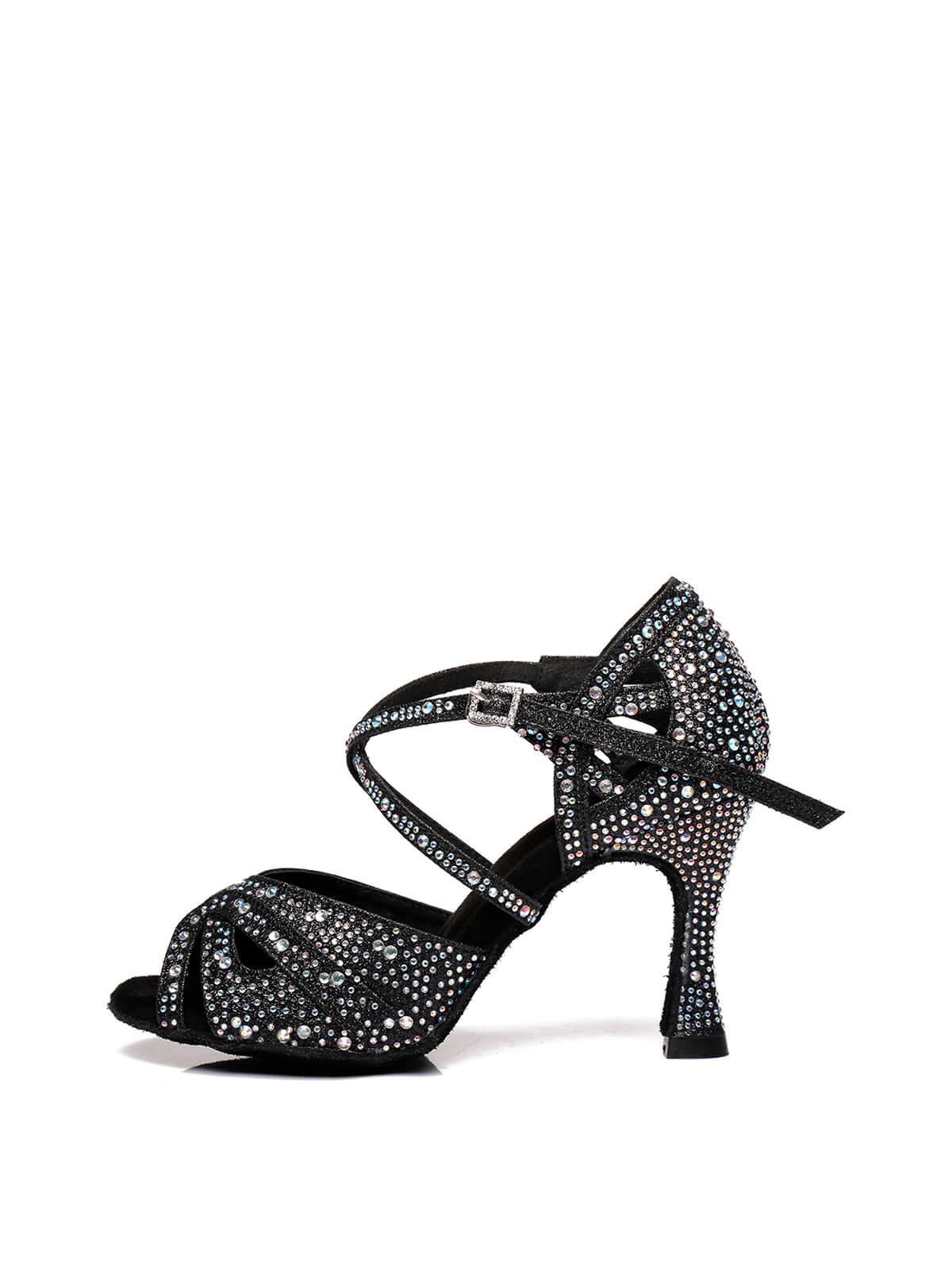 Black Studded With Diamonds Latin Shoes