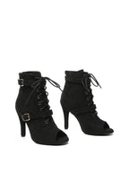 Black Suede Lace-Up Dance Boots