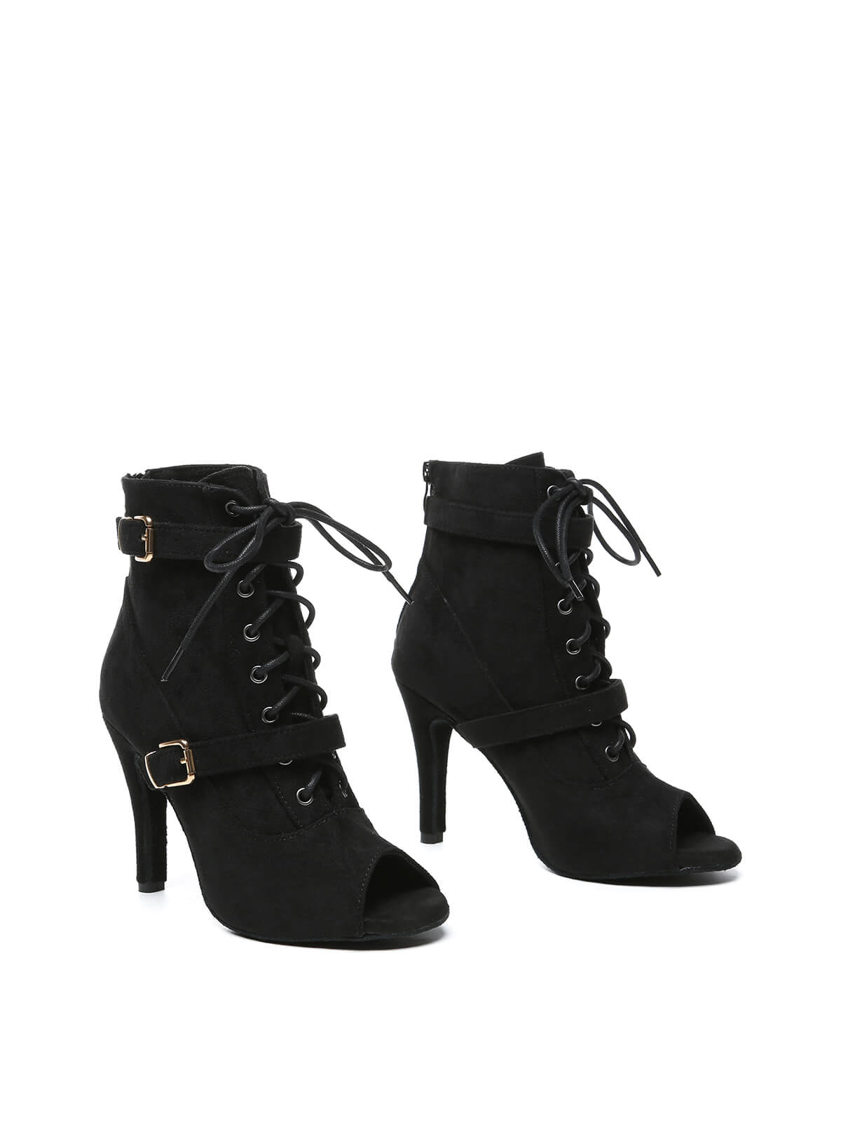 Black Suede Lace-Up Dance Boots