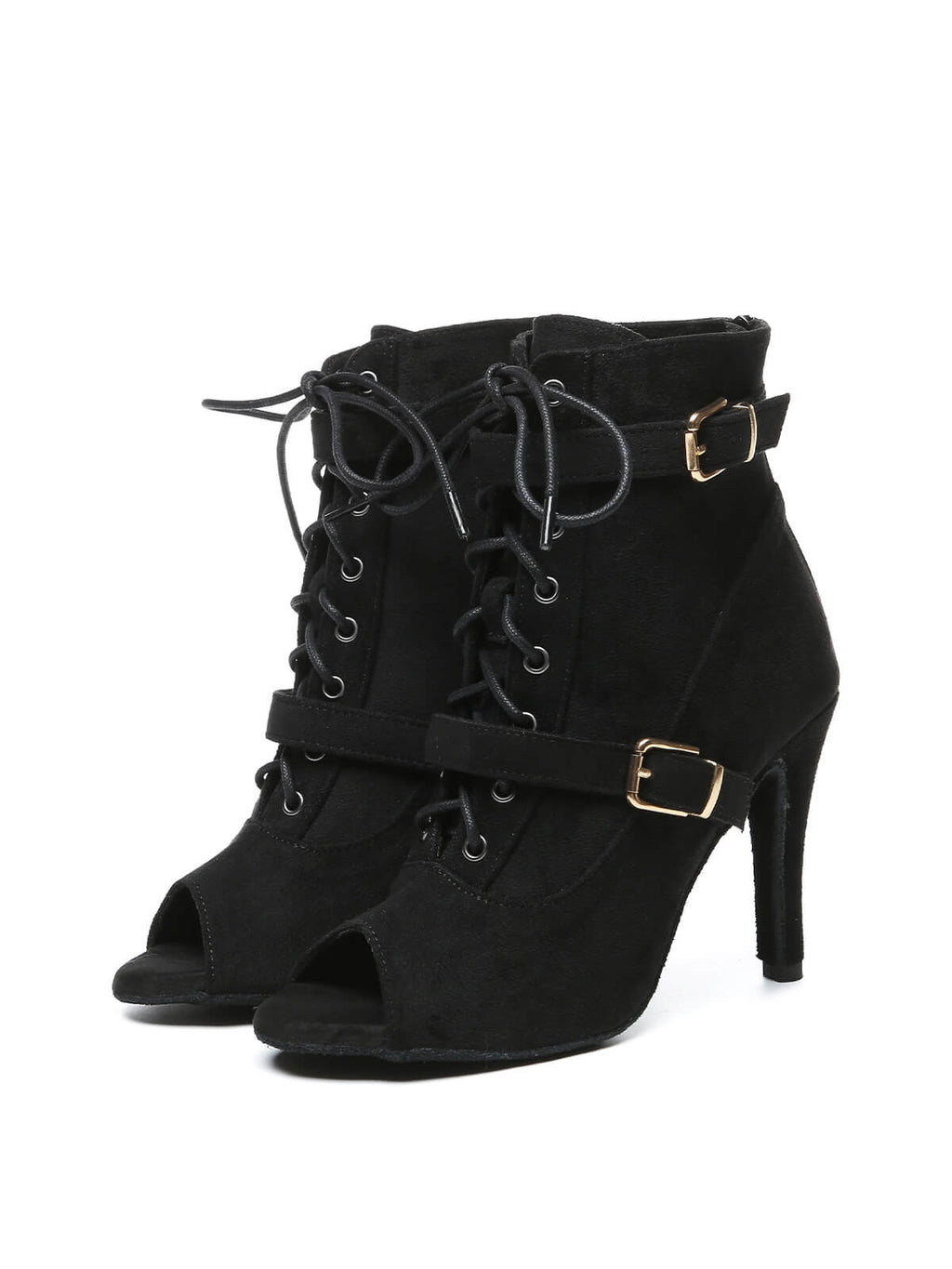 Black Suede Lace-Up Dance Boots