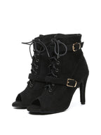 Black Suede Lace-Up Dance Boots