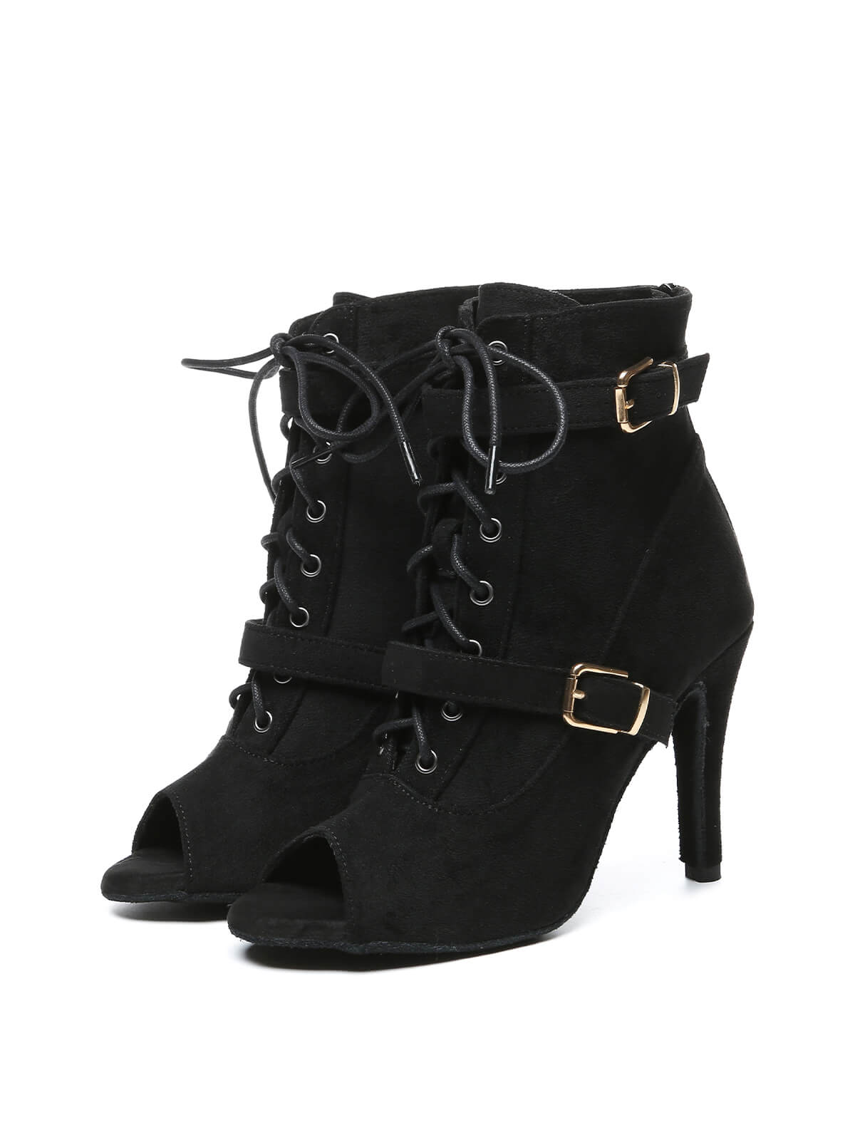 Black Suede Lace-Up Dance Boots