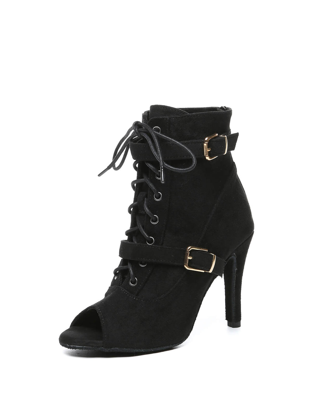 Black Suede Lace-Up Dance Boots