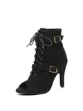 Black Suede Lace-Up Dance Boots