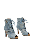 Blue Denim Lace-Up Dance Boots