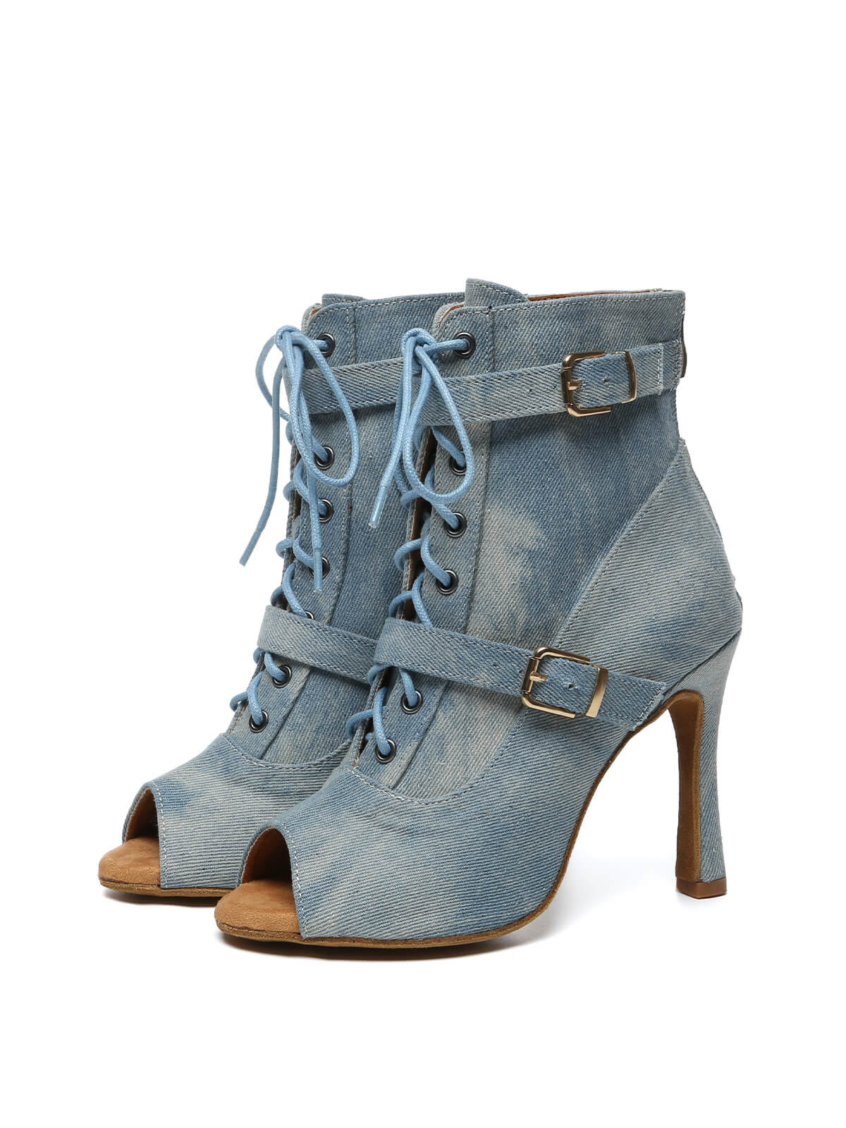 Blue Denim Lace-Up Dance Boots