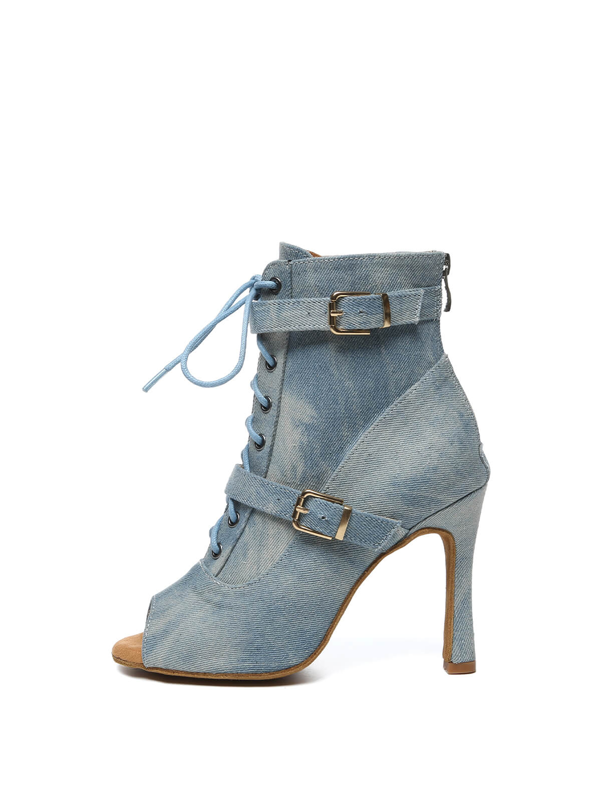 Blue Denim Lace-Up Dance Boots